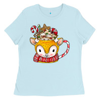 Baby Blue coffee cups animal Ladies Tee - CowhideDigitalArt
