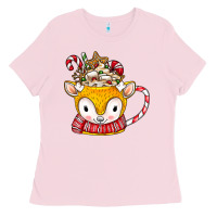 Bubblegum Pink coffee cups animal Ladies Tee - CowhideDigitalArt