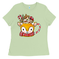 Matcha coffee cups animal Ladies Tee - CowhideDigitalArt