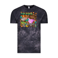 Cloud Black Life Begins After Coffee Vintage Tee - CowhideDigitalArt