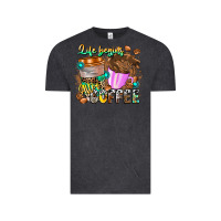 Vintage Black Life Begins After Coffee Vintage Tee - CowhideDigitalArt
