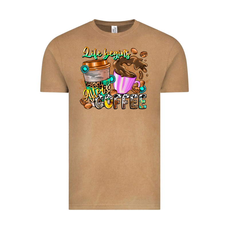 Life Begins After Coffee Vintage Tee by CowhideDigitalArt | Teevron