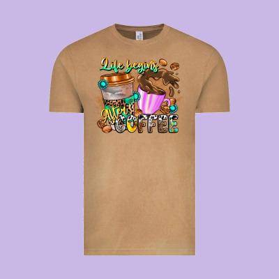 Life Begins After Coffee Vintage Tee Designed By Cowhidedigitalart