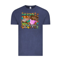 Vintage Denim Life Begins After Coffee Vintage Tee - CowhideDigitalArt