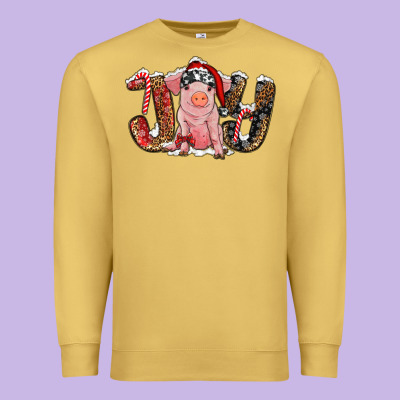 Joy With Pig Premium Sweatshirt Designed By Ranaportraitstore