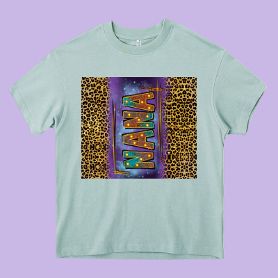 Leopard Nana Heavy Core Tee Designed By Fadigitalartstudio