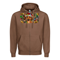 Chestnut dachshund christmas joy Zipper Hoodie - RanaPortraitStore