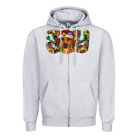 Heather Grey dachshund christmas joy Zipper Hoodie - RanaPortraitStore