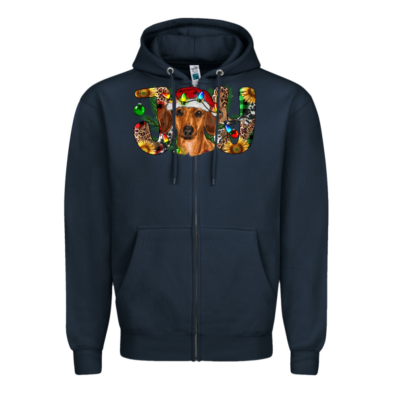Dachshund Christmas Joy Zipper Hoodie by RanaPortraitStore | Teevron