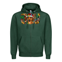 Sports Green dachshund christmas joy Zipper Hoodie - RanaPortraitStore