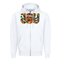 White dachshund christmas joy Zipper Hoodie - RanaPortraitStore