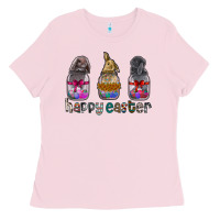 Bubblegum Pink Happy Easter Ladies Tee - CowhideDigitalArt