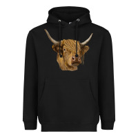Black highland cow Heavyweight Hoodie - RanaPortraitStore