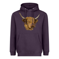 Plum highland cow Heavyweight Hoodie - RanaPortraitStore