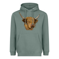 Sage highland cow Heavyweight Hoodie - RanaPortraitStore