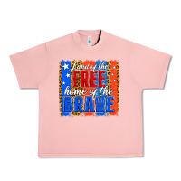 Salmon Land of the Free 4th of July Brushstroke Urban Heavy Tee - Jasminsmagicworld