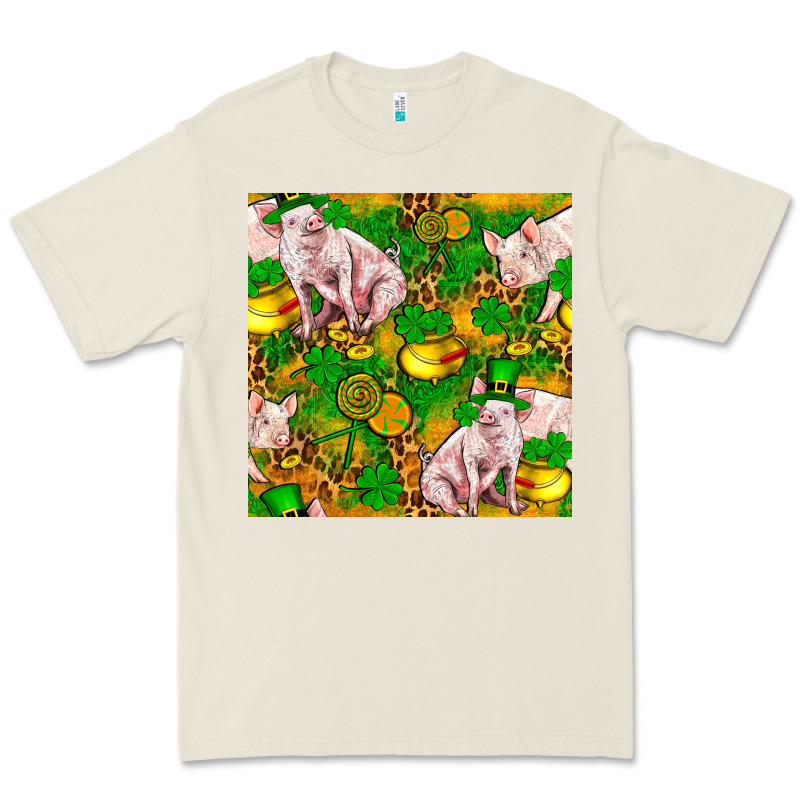 St Patricks  Day Pig With Candy And Pot Of Gold  Seamless Pattern Premium Tee by FaDigitalArtStudio | Teevron
