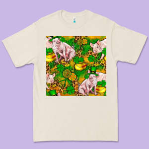 St Patricks  Day Pig With Candy And Pot Of Gold  Seamless Pattern Premium Tee Designed By Fadigitalartstudio