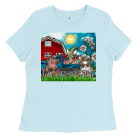 Baby Blue happy easter Ladies Tee - CowhideDigitalArt