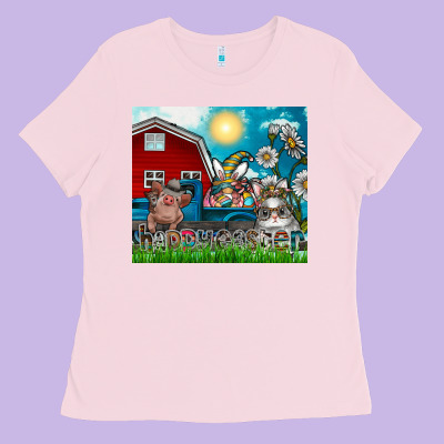 Happy Easter Ladies Tee Designed By Cowhidedigitalart
