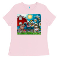 Bubblegum Pink happy easter Ladies Tee - CowhideDigitalArt