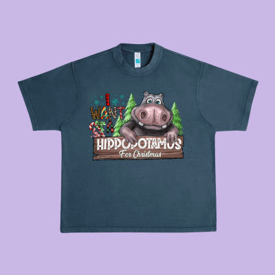 I Want A Hippopotamus For Christmas Urban Heavy Tee Designed By Cowhidedigitalart