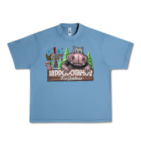 Pebble Blue I Want a Hippopotamus for Christmas Urban Heavy Tee - CowhideDigitalArt