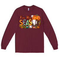 Burgundy tis the season baseball Long Sleeve Tee - RacoonDesign
