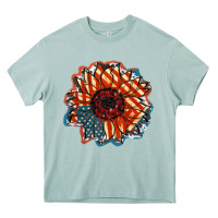 Arona American Flag sunflower 4th of july Heavy Core Tee - FaDigitalArtStudio