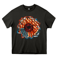 Asphalt American Flag sunflower 4th of july Heavy Core Tee - FaDigitalArtStudio