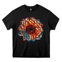 Black American Flag sunflower 4th of july Heavy Core Tee - FaDigitalArtStudio