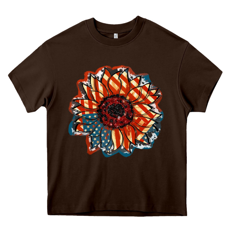 American Flag Sunflower 4th Of July Heavy Core Tee by FaDigitalArtStudio | Teevron