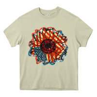 Mossy American Flag sunflower 4th of july Heavy Core Tee - FaDigitalArtStudio