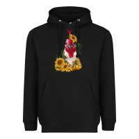 Black sunflower rooster with leopard Heavyweight Hoodie - RanaPortraitStore