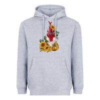 Heather Grey sunflower rooster with leopard Heavyweight Hoodie - RanaPortraitStore