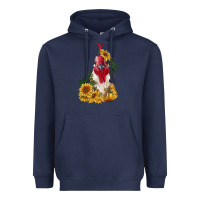 Navy sunflower rooster with leopard Heavyweight Hoodie - RanaPortraitStore