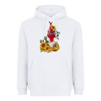White sunflower rooster with leopard Heavyweight Hoodie - RanaPortraitStore