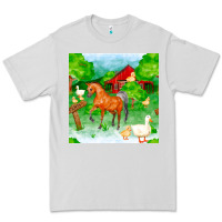 Dove Grey farm life seamless pattern Premium Tee - FaDigitalArtStudio