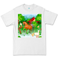 White farm life seamless pattern Premium Tee - FaDigitalArtStudio