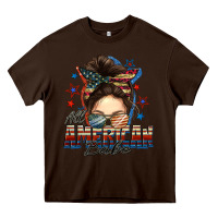Chocolate Brown american babe messy bun Heavy Core Tee - FaDigitalArtStudio