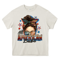 Cream american babe messy bun Heavy Core Tee - FaDigitalArtStudio
