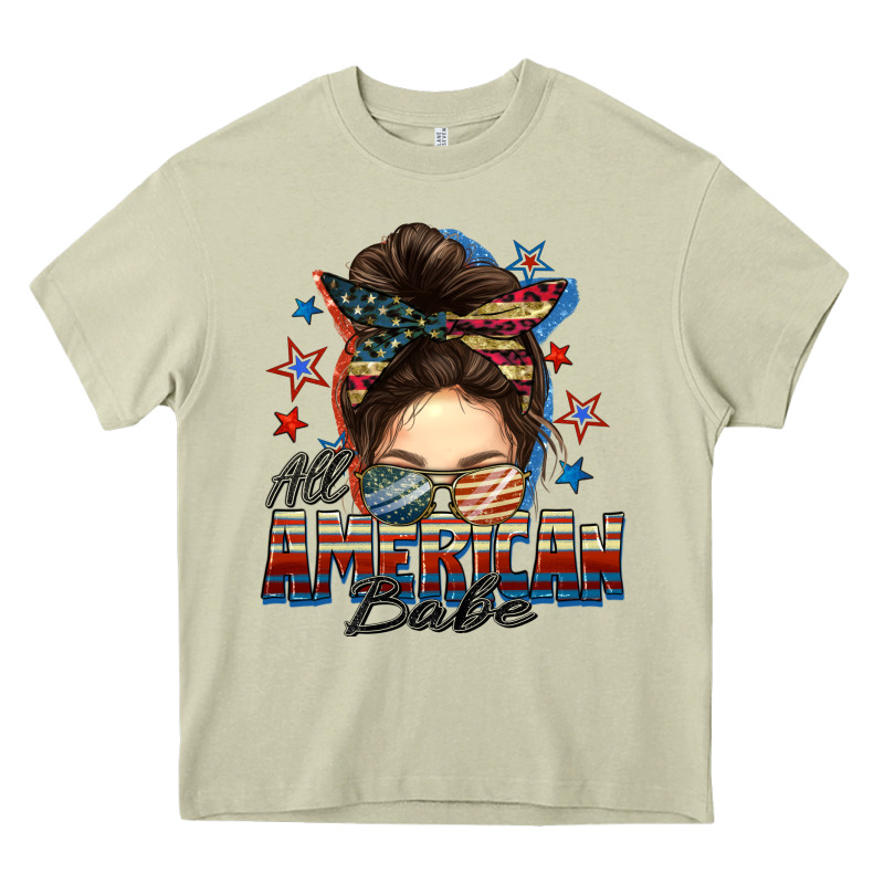American Babe Messy Bun Heavy Core Tee by FaDigitalArtStudio | Teevron