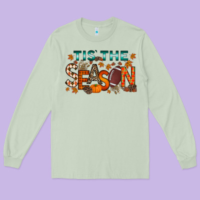 Tis The Season Football Long Sleeve Tee Designed By Racoondesign