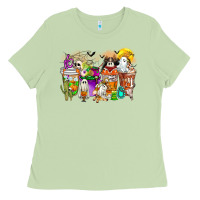 Matcha Halloween Western Boo Coffee Cups Ladies Tee - CowhideDigitalArt