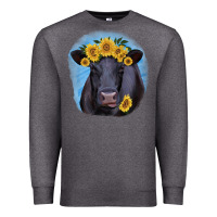 Charcoal Heather Black Angus with Sunflower Premium Sweatshirt - Jasminsmagicworld