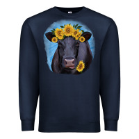 Navy Black Angus with Sunflower Premium Sweatshirt - Jasminsmagicworld