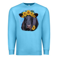Ocean Blue Black Angus with Sunflower Premium Sweatshirt - Jasminsmagicworld