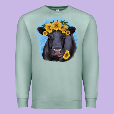 Black Angus With Sunflower Premium Sweatshirt Designed By Jasminsmagicworld
