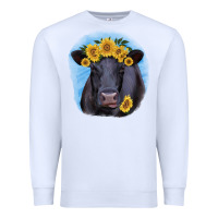 White Black Angus with Sunflower Premium Sweatshirt - Jasminsmagicworld