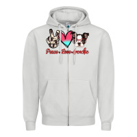 Dove Grey Peace Love Frenchie Zipper Hoodie - Jasminsmagicworld